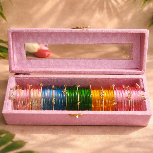 6 Color Viral Jelly Bangle Set With 8 pcs Ghungroo Bangles