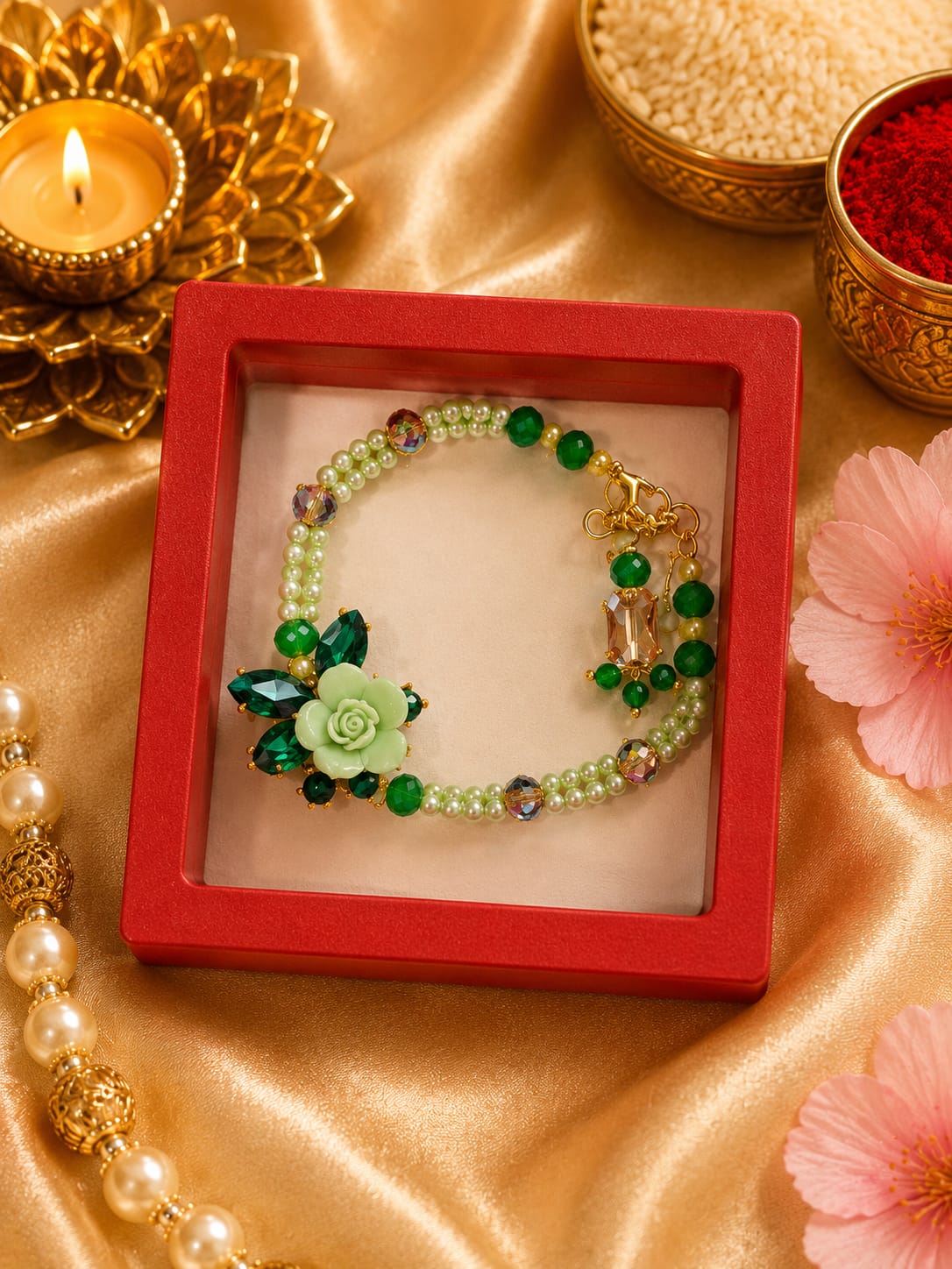 Emerald Bloom Rakhi